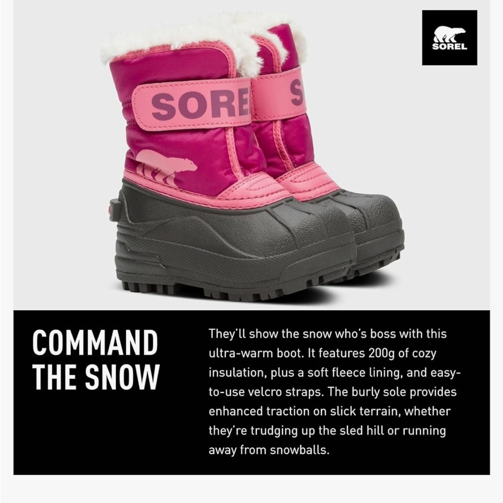 Sorel Unisex Toddler Snow Commander SOLD OUT - Tropic Pink / deep blush NWOT